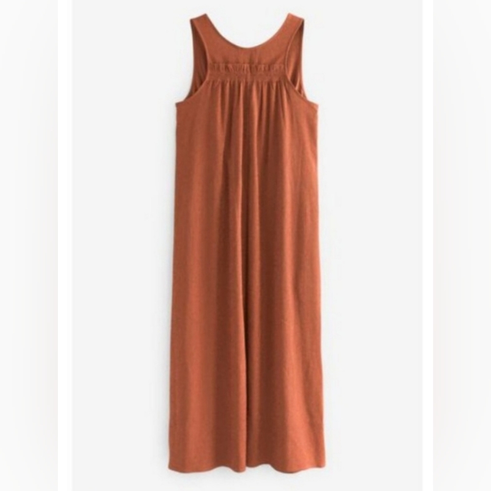 Athleta Echo Sleeveless Midi Crepe Dress NWOT Women’s Size Medium Bronze Rust - Picture 3 of 14